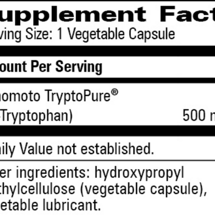 Progressive Labs TryptoPure 90 vcaps Supplement Facts 