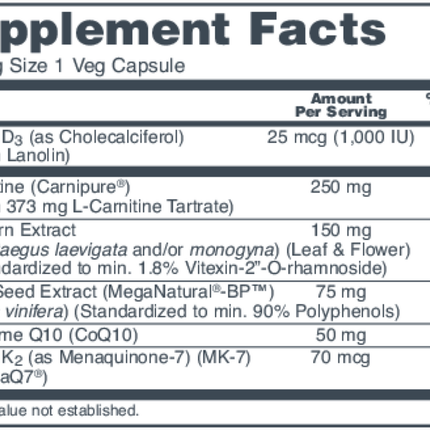 Protocol for Life Balance Clinical Cardio-6 90 vegcaps Supplement Facts