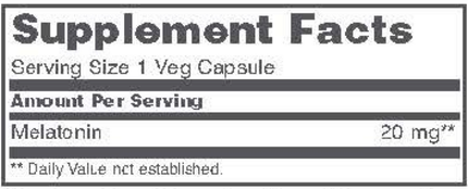 Protocol for Life Balance Melatonin Max Strength 20 mg Supplement Facts