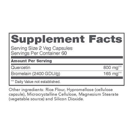 Protocol for Life Balance Quercetin with Bromelain 120 caps Supplement Facts