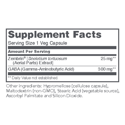 Protocol for Life Balance Sceletium Extract as Zembrin 25 mg 60 caps Supplement Facts