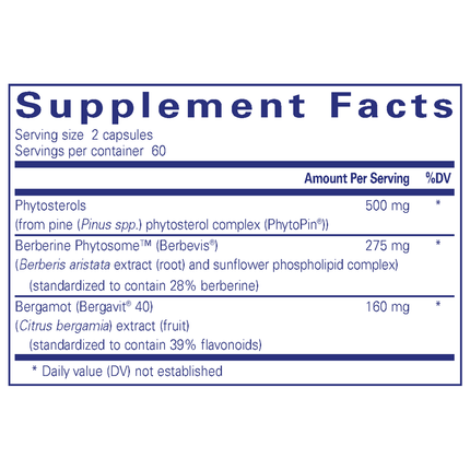 Pure Encapsulations CholestePure Plus 120 Caps Supplement Facts