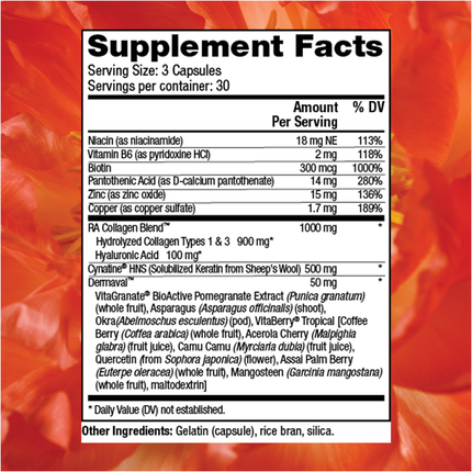 Reserveage Tres Beauty 3 90 caps Supplement Facts 