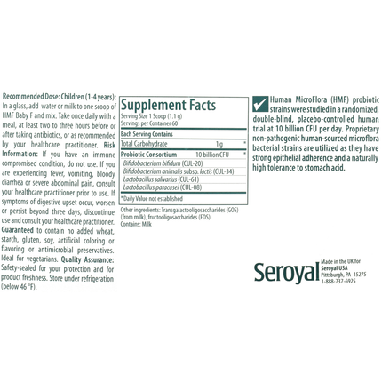 Seroyal/Genestra HMF Baby F 23 oz Spplement Facts 