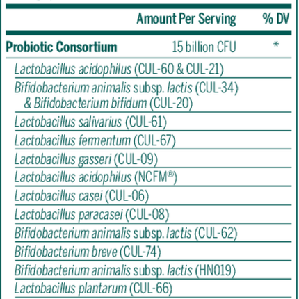 Seroyal/Genestra HMF Mul Strain (shelf-stable) 50 vc Supplement Facts