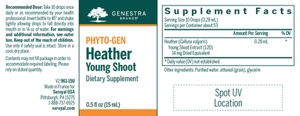 Seroyal Genestra Heather Young Shoot 15 ml Supplement Facts