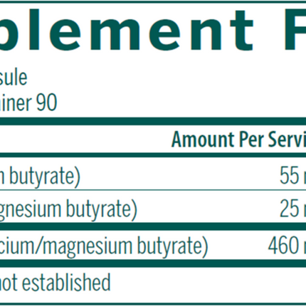 Seroyal/Genestra Butyrate Complex 90 vegcaps Supplement Facts 