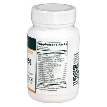 Seroyal/Genestra HMF Multistrain 50 30 vegcaps Supplement Facts 