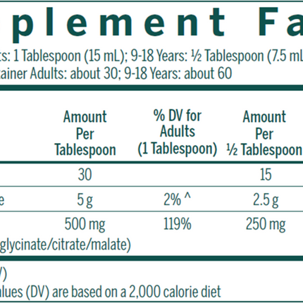 Seroyal/Genestra Magnesium Complex Liquid 15.2 oz Supplement Facts 