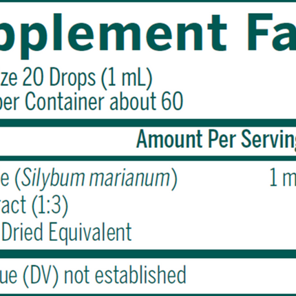 Seroyal/Genestra Milk Thistle Tincture 60 ml Supplement Facts 