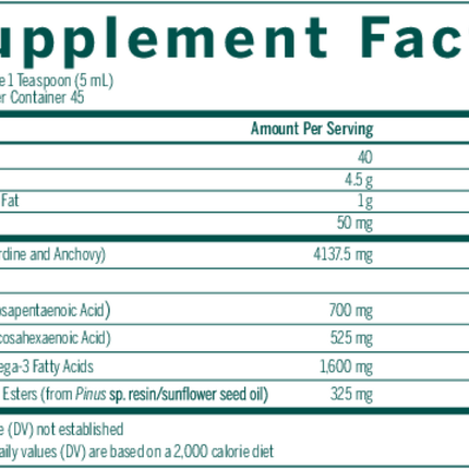 Seroyal/Genestra Super Efa Liquid Plus 7.6 Oz Supplemnet Facts 