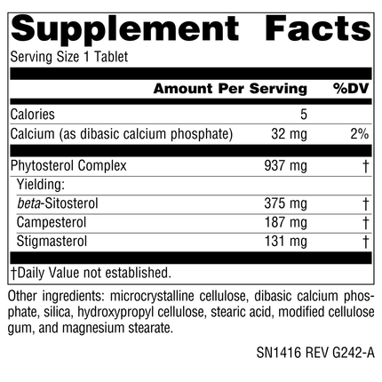 Source Naturals Mega Strength Beta Sitosterol 120 tabs Supplement Facts