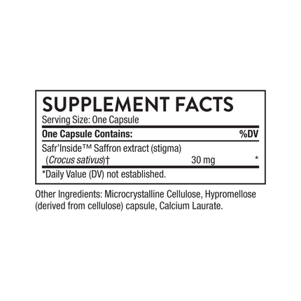Thorne Rapid Relief Saffron Supplement Facts