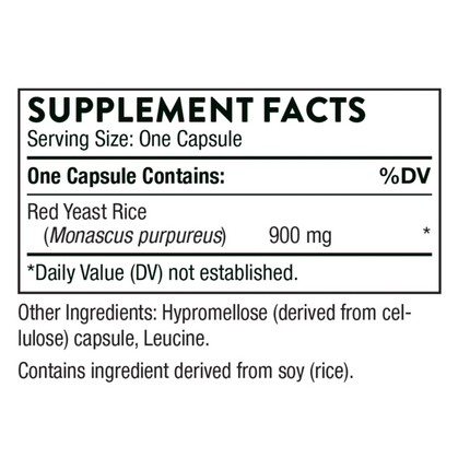 Thorne Research Red Yeast Rice 120c Supplement Facts