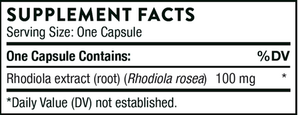 Thorne Rhodiola 60 vegcaps Supplement Facts