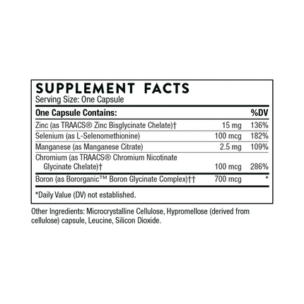 Thorne Trace Minerals 90 caps Supplement Facts