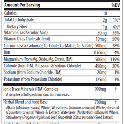 Trace Minerals Research Complete Cal/Mag 1:1 120 tabs Supplement Facts