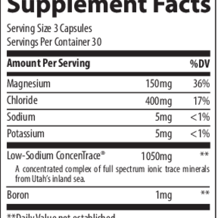 Trace Minerals Research Concentrace Trace Mineral 90 caps  Supplement Facts