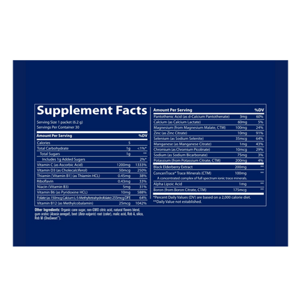Trace Minerals Research Electrolyte Powerpak + Immunity 30 pckts Supplement facts 