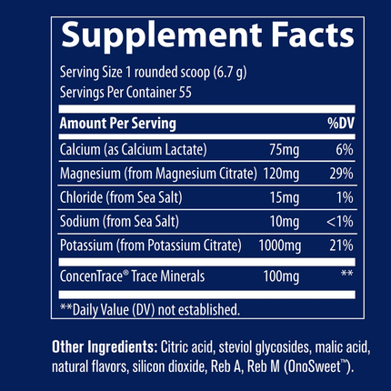 Trace Minerals Research Keto Electrolyte Powder 55 servings Supplement Facts 