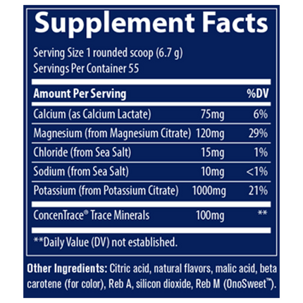 Trace Minerals Research Keto Electrolyte Powder Orange 369 grams Supplement Facts