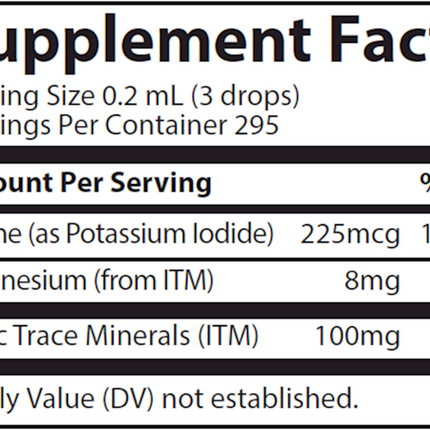 Trace Minerals Research Liquid Ionic Iodine from Potassium Iodide 225mcg 59 ml Supplement Facts