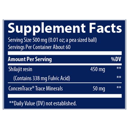 Trace Minerals Research Shilajit Resin 30 grams Supplement Facts