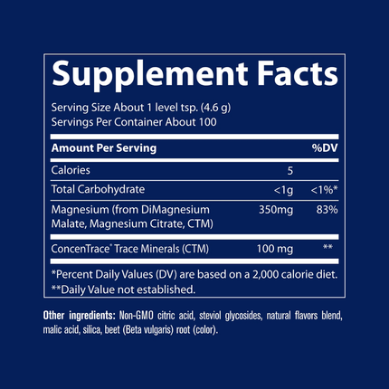Trace Minerals Research Stress-X Magnesium Rasp-Lemon 8.5 oz Supplement Facts 