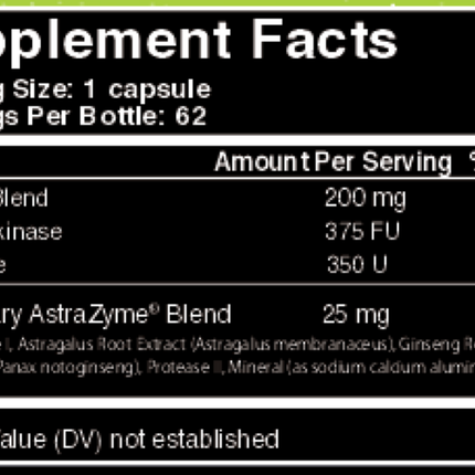 US Enzymes Lumbroxym 62 caps Supplement Facts