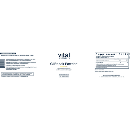 Vital Nutrients GI Repair Powder 206 grams Supplement Facts