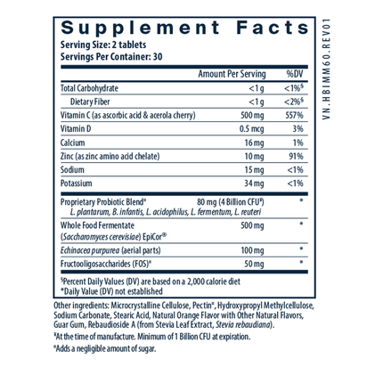 Vital Nutrients Hyperbiotics Leaky Gut Defense Probiotic 60 tabs Supplement Facts