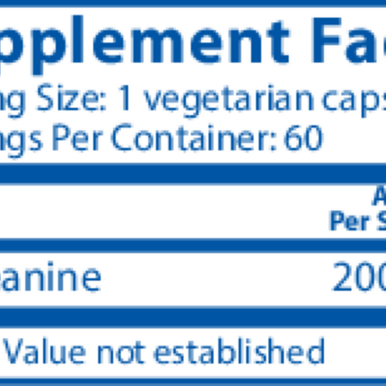 Vital Nutrients L-Theanine 200mg 120 vegcaps Supplement Facts