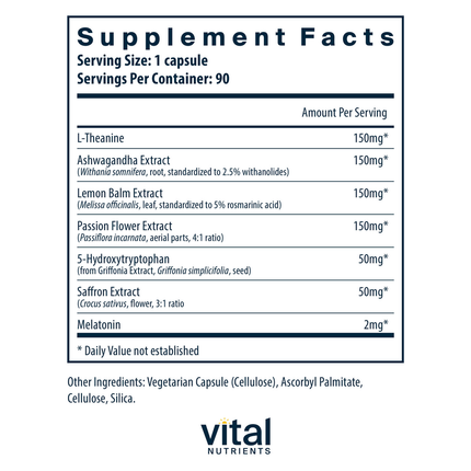 Vital Nutrients Sleep + Recover 90c Supplement Facts