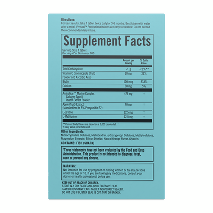 Viviscal Viviscal Pro Hair Health 180 tabs Supplement Facts 