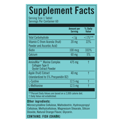 Viviscal Viviscal Pro Hair Health 60 tabs Supplement Facts 