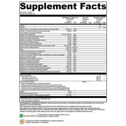 Xymogen ActivEssentials Supplement Facts 