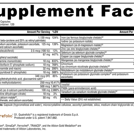 Xymogen ActivNutrients Supplement Facts