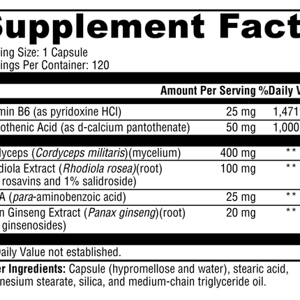Xymogen Adrenal Essence 120 C Supplement Facts 