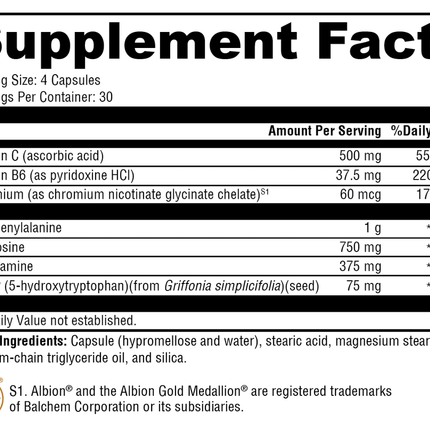 Xymogen Appe-Curb Supplement Facts 