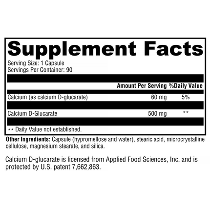 Xymogen Calcium D-Glucarate Supplement Facts