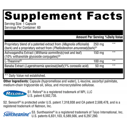 Xymogen Cortisolv Supplement Facts 