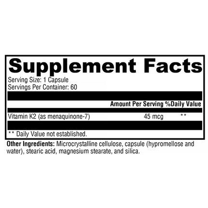 Xymogen K2-45 60 C Supplement Facts 