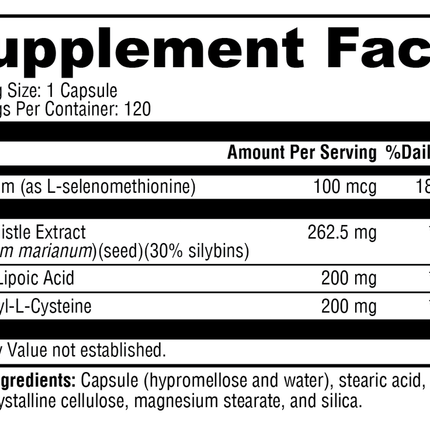 Xymogen Liver Protect 120 C Supplement Facts