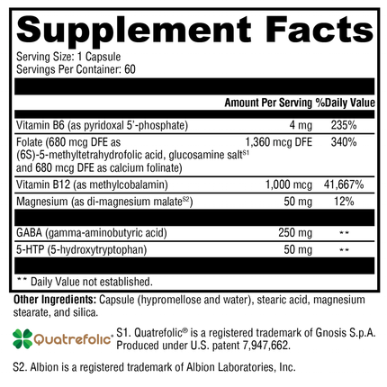 Xymogen Mood Food 60 C Supplement Facts