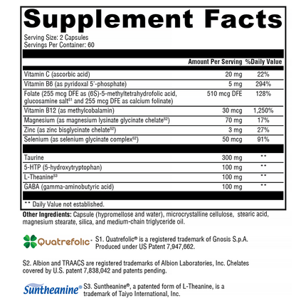 Xymogen Mood Food ES 120 C Supplement Facts 