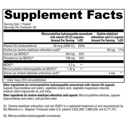 Xymogen OSAplex 60 pkt Supplement Facts 