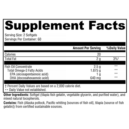 Xymogen OmegaPure 820 120 sg Supplement Facts