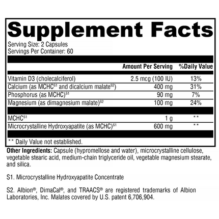 Xymogen Ossopan MD 120 C Supplement Facts 