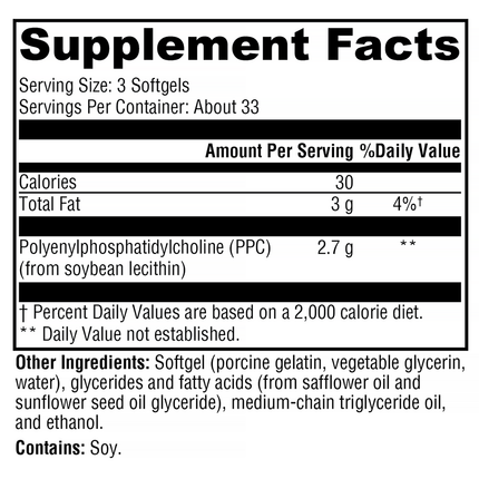 Xymogen PhosphaLine 100 sg Supplement Facts 