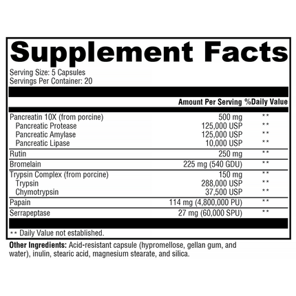 Xymogen ProteoXyme 100 C Supplement Facts 